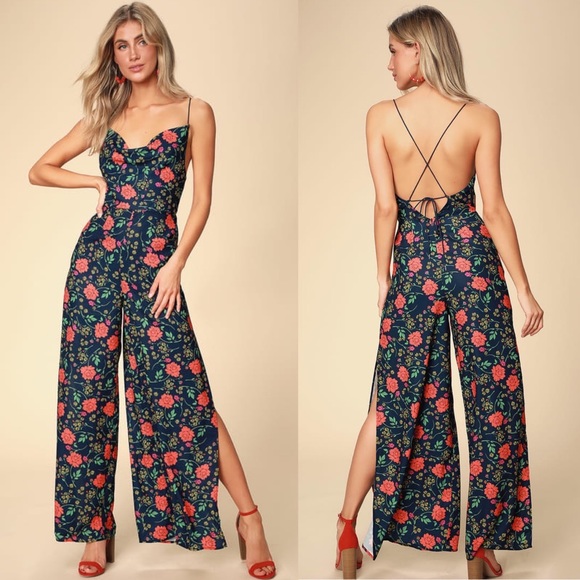 Finders Keepers Pants - Finders Keepers Hanna Pantsuit Navy Floral